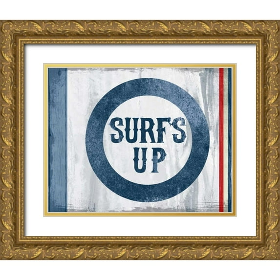 PI Studio 14x12 Gold Ornate Wood Framed with Double Matting Museum Art Print Titled - Surfs Up
