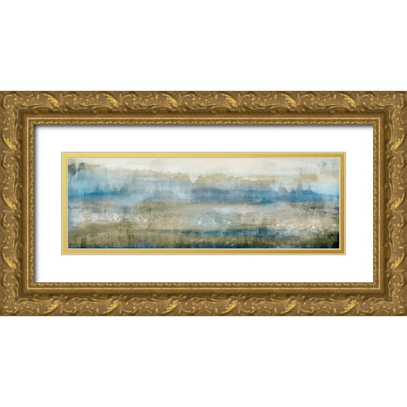 PI Studio 14x7 Gold Ornate Wood Framed with Double Matting Museum Art Print Titled - Gold Field