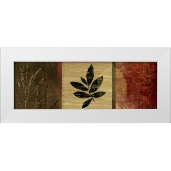 PI Studio 14x7 White Modern Wood Framed Museum Art Print Titled - Leaf Impressions II