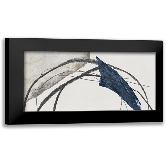 PI Studio 14x9 Black Modern Framed Museum Art Print Titled - Blue Scribbles I