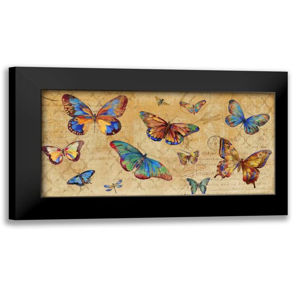 PI Studio 14x9 Black Modern Framed Museum Art Print Titled - Butterflies in Flight