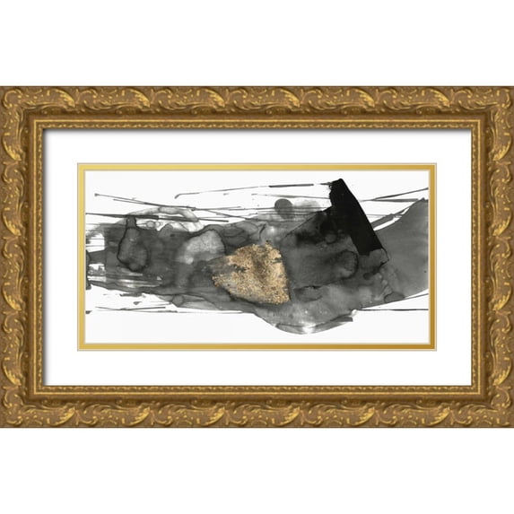 PI Studio 14x9 Gold Ornate Wood Framed with Double Matting Museum Art Print Titled - Black Gesture I