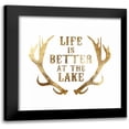 thumbnail image 1 of PI Studio 15x15 Black Modern Framed Museum Art Print Titled - Antlers Life is better at the Lake, 1 of 5