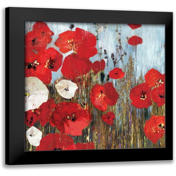 PI Studio 15x15 Black Modern Framed Museum Art Print Titled - Passion Poppies I