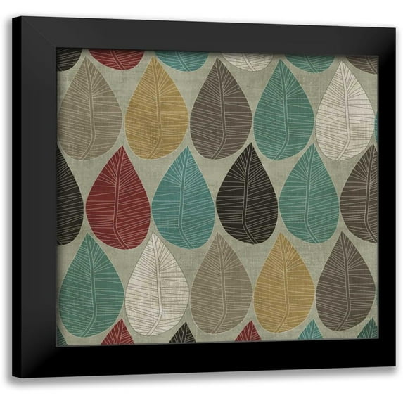 PI Studio 15x15 Black Modern Framed Museum Art Print Titled - Pattern Leaves
