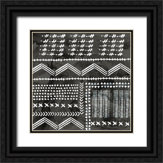 PI Studio 15x15 Black Ornate Wood Framed with Double Matting Museum Art Print Titled - African III Black Version