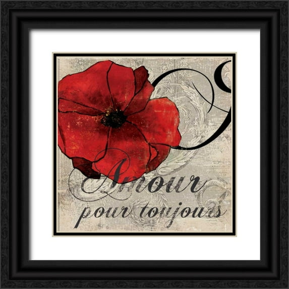 PI Studio 15x15 Black Ornate Wood Framed with Double Matting Museum Art Print Titled - Amour Toujours