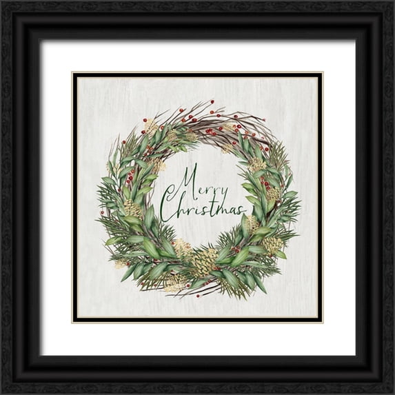 PI Studio 15x15 Black Ornate Wood Framed with Double Matting Museum Art Print Titled - Beautiful Wreath