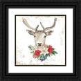 thumbnail image 1 of PI Studio  15x15 Black Ornate Wood Framed with Double Matting Museum Art Print Titled - Christmas Deer, 1 of 4