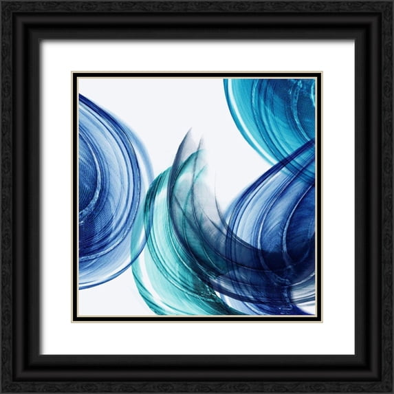 PI Studio 15x15 Black Ornate Wood Framed with Double Matting Museum Art Print Titled - Feathering I