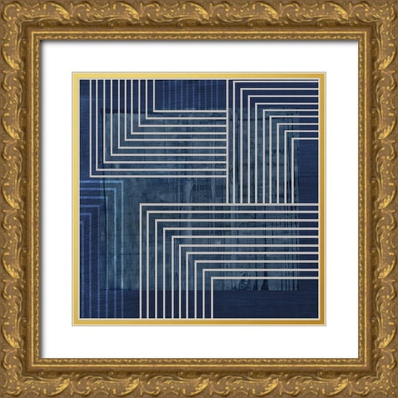 PI Studio 15x15 Gold Ornate Wood Framed with Double Matting Museum Art Print Titled - Beneath the Dark Blue Waves II