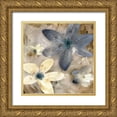 thumbnail image 1 of PI Studio 15x15 Gold Ornate Wood Framed with Double Matting Museum Art Print Titled - Ink Drip Floral II, 1 of 4