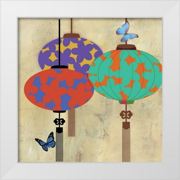 PI Studio 15x15 White Modern Wood Framed Museum Art Print Titled - Butterfly Lanterns