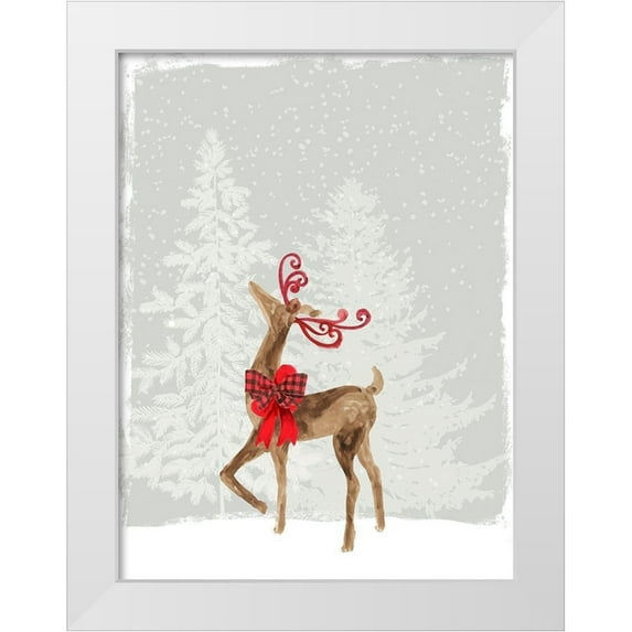 PI Studio 15x18 White Modern Wood Framed Museum Art Print Titled - Reindeer Stance