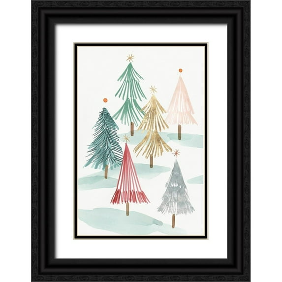 PI Studio 17x24 Black Ornate Wood Framed with Double Matting Museum Art Print Titled - Christmas Trees I