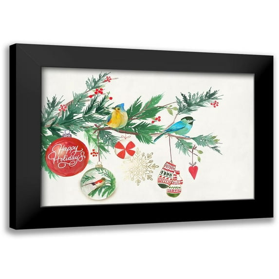 PI Studio 18x13 Black Modern Framed Museum Art Print Titled - Christmas Birds II
