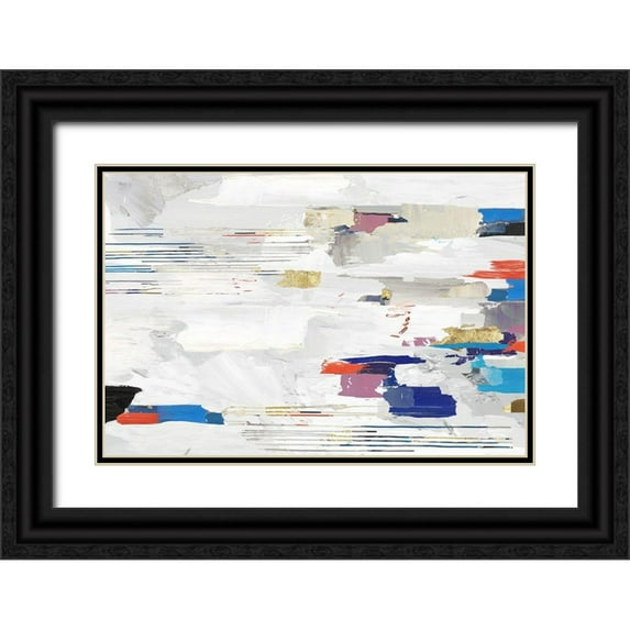 PI Studio 18x13 Black Ornate Wood Framed with Double Matting Museum Art Print Titled - Kinetic Colors II