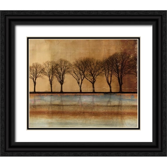 PI Studio 18x15 Black Ornate Wood Framed with Double Matting Museum Art Print Titled - In a Row