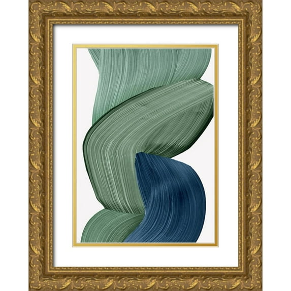 PI Studio 18x24 Gold Ornate Wood Framed with Double Matting Museum Art Print Titled - Harmonious Green III