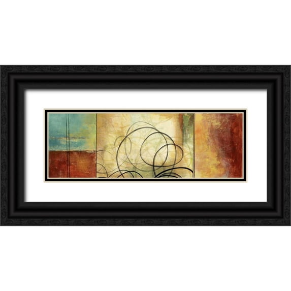PI Studio 18x9 Black Ornate Wood Framed with Double Matting Museum Art Print Titled - Twirlies II