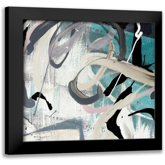 PI Studio 20x20 Black Modern Framed Museum Art Print Titled - Tangled I Teal Version