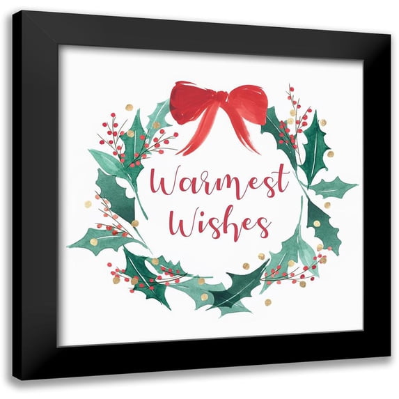 PI Studio 20x20 Black Modern Framed Museum Art Print Titled - Warnest Wishes Wreath