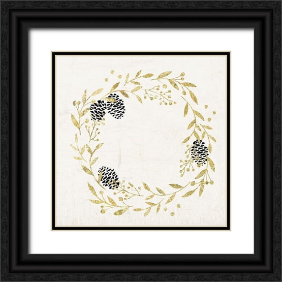 PI Studio 20x20 Black Ornate Wood Framed with Double Matting Museum Art Print Titled - Golden Wreath