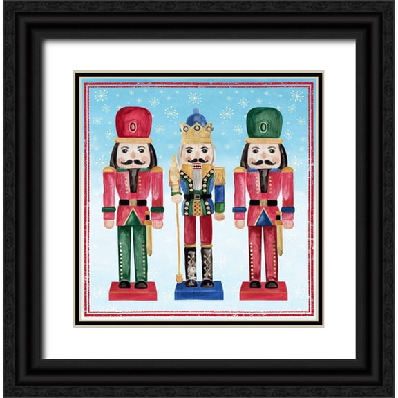 PI Studio  20x20 Black Ornate Wood Framed with Double Matting Museum Art Print Titled - Three Nutcrackers II