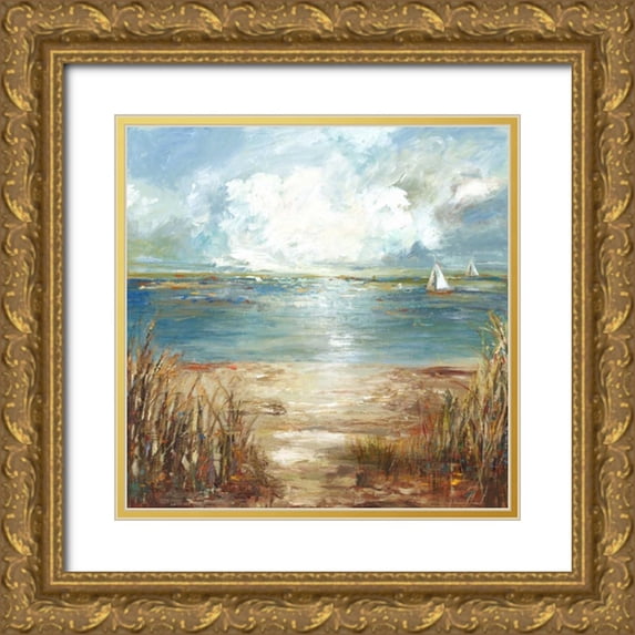 PI Studio 20x20 Gold Ornate Wood Framed with Double Matting Museum Art Print Titled - A Stolen Moment