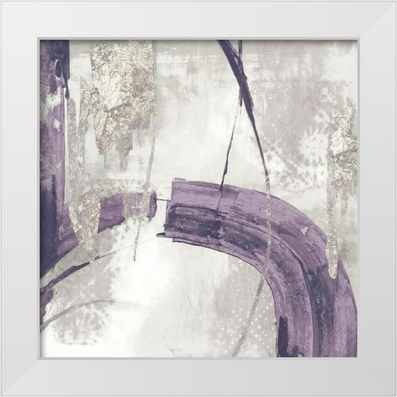 PI Studio 20x20 White Modern Wood Framed Museum Art Print Titled - Black Ink I Lavender Version