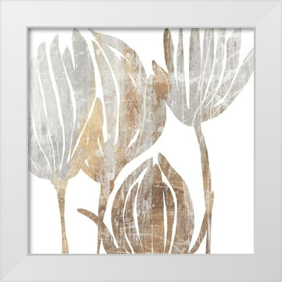 PI Studio 20x20 White Modern Wood Framed Museum Art Print Titled - Marble Foliage III