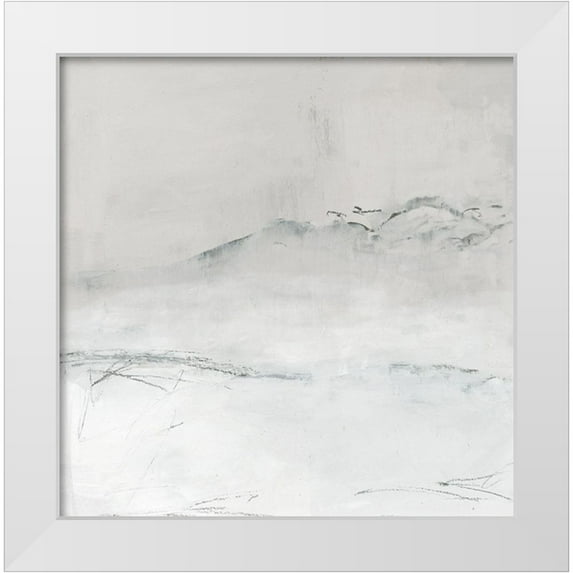 PI Studio 20x20 White Modern Wood Framed Museum Art Print Titled - Mountains On A Winter Morning