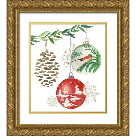 PI Studio 20x23 Gold Ornate Wood Framed with Double Matting Museum Art Print Titled - Hanging Ornaments I