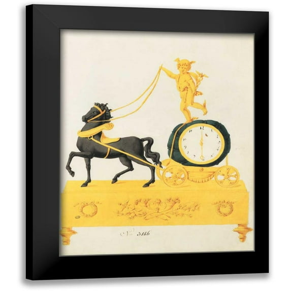 PI Studio 20x24 Black Modern Framed Museum Art Print Titled - Cherub Clock