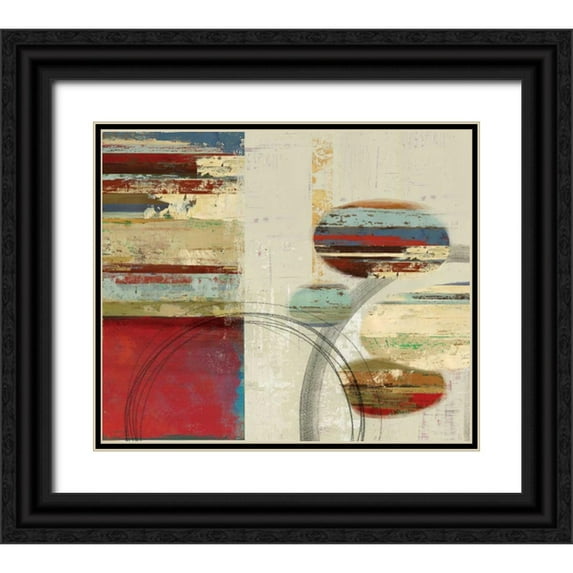 PI Studio 23x20 Black Ornate Wood Framed with Double Matting Museum Art Print Titled - Orbs and Stripes