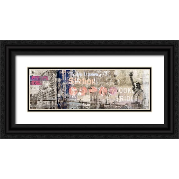 PI Studio 24x11 Black Ornate Wood Framed with Double Matting Museum Art Print Titled - New York