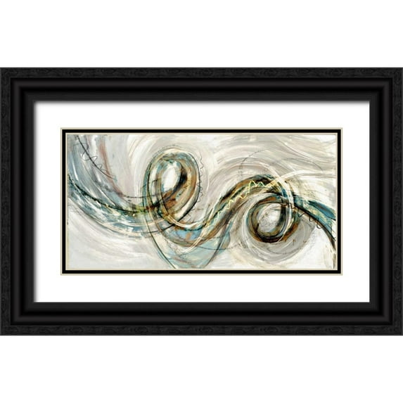 PI Studio 24x14 Black Ornate Wood Framed with Double Matting Museum Art Print Titled - Swirly Whirly II
