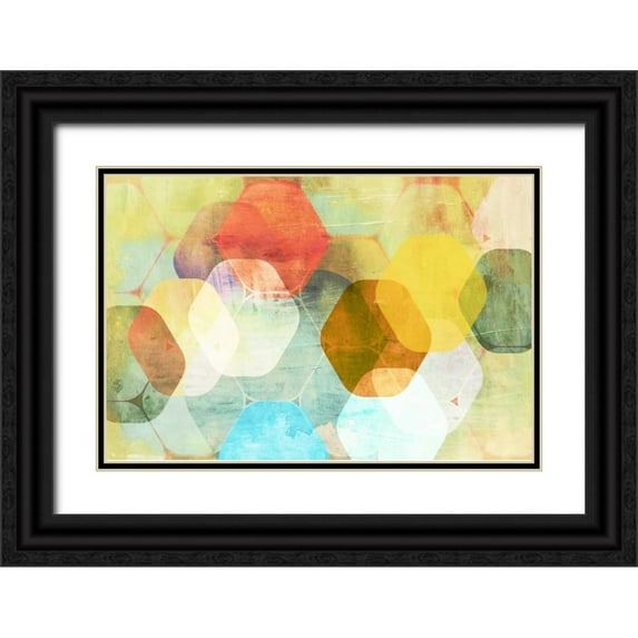 PI Studio 24x17 Black Ornate Wood Framed with Double Matting Museum Art Print Titled - Rounded Hexagon II