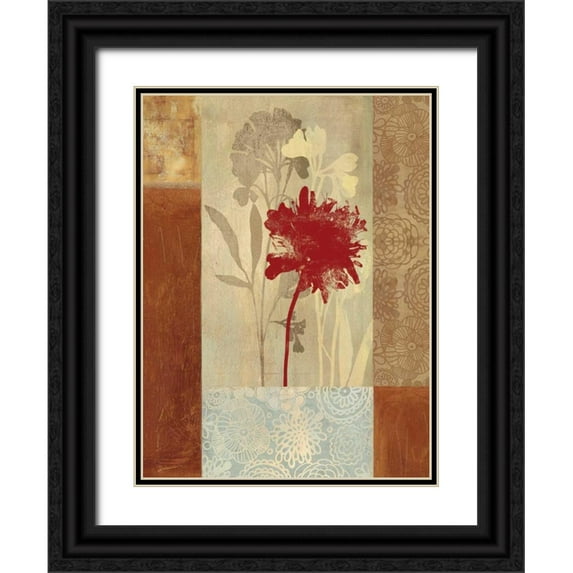 PI Studio 25x32 Black Ornate Wood Framed with Double Matting Museum Art Print Titled - Garden Patchwork