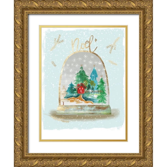 PI Studio 25x32 Gold Ornate Wood Framed with Double Matting Museum Art Print Titled - Holiday Snow Globe III
