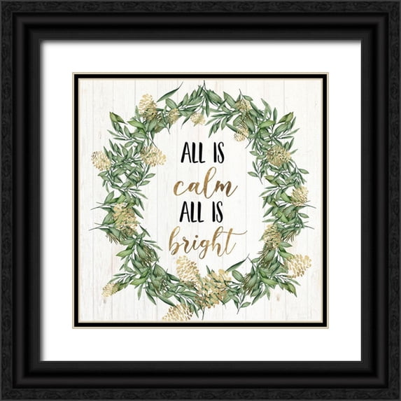 PI Studio 26x26 Black Ornate Wood Framed with Double Matting Museum Art Print Titled - All is calm all is bright