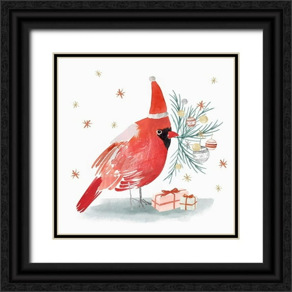 PI Studio 26x26 Black Ornate Wood Framed with Double Matting Museum Art Print Titled - Red Cardinal I