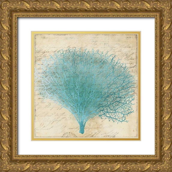 PI Studio 26x26 Gold Ornate Wood Framed with Double Matting Museum Art Print Titled - Blue Coral III