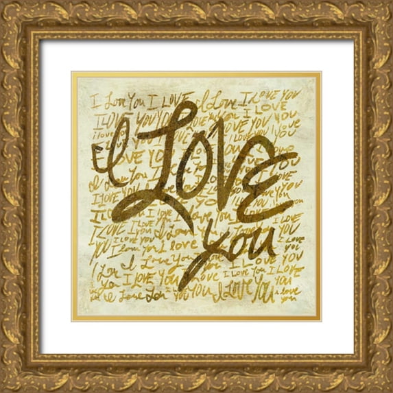 PI Studio 26x26 Gold Ornate Wood Framed with Double Matting Museum Art Print Titled - I love you