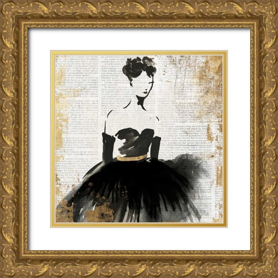 PI Studio 26x26 Gold Ornate Wood Framed with Double Matting Museum Art Print Titled - Lady in Black II