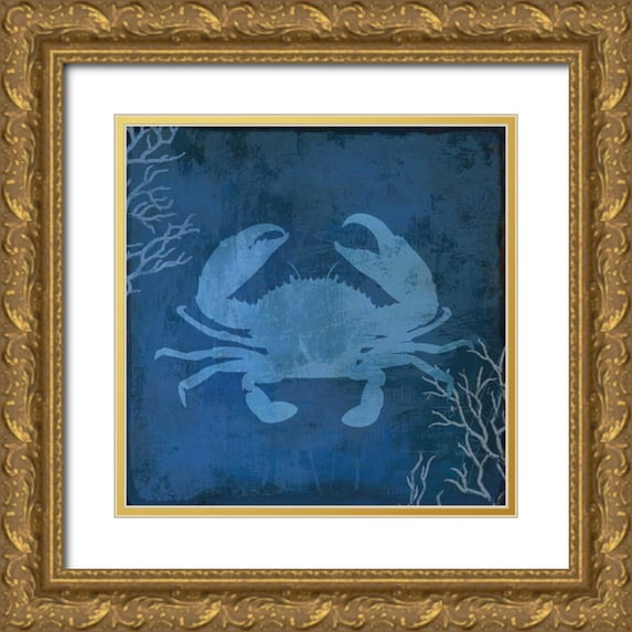PI Studio 26x26 Gold Ornate Wood Framed with Double Matting Museum Art Print Titled - Navy Sea Crab
