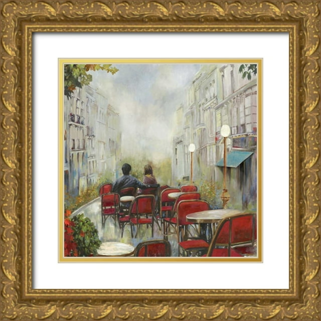 PI Studio 26x26 Gold Ornate Wood Framed with Double Matting Museum Art Print Titled - Parist Cafe
