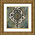 thumbnail image 1 of PI Studio 26x26 Gold Ornate Wood Framed with Double Matting Museum Art Print Titled - Peacock Ikat, 1 of 4