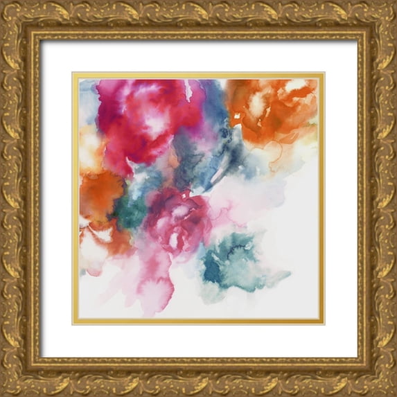 PI Studio 26x26 Gold Ornate Wood Framed with Double Matting Museum Art Print Titled - Rose Bouquet I