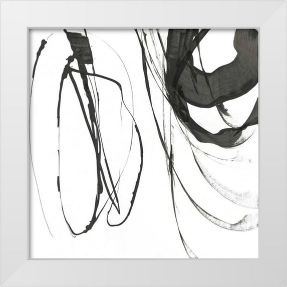 PI Studio 26x26 White Modern Wood Framed Museum Art Print Titled - Black Streaks I